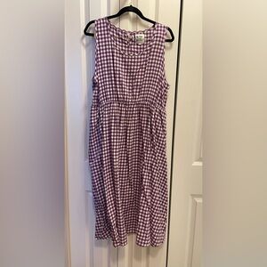 2XL Purple & White Cotton Gingham Dress with Pockets